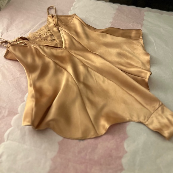 VTG 90s La Senza champagne lingerie Small shortie onesie satin 100% polyester - Picture 11 of 16
